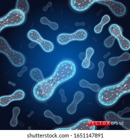 Creative vector illustration of probiotic bacteria. Art design microscopic bacteria close up. The concept of healthy eating ingredient for medicinal purposes. Vector. EPS 10.