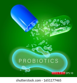 Creative vector illustration of probiotics bacteria isolated on background. Art design microscopic bacteria closeup. Concept healthy nutrition ingredient for therapeutic purposes graphic element. 