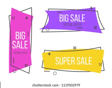 Creative vector illustration of promotion ribbon banner isolated on transparent background. Art design flat linear badge. Abstract concept scroll, price tag, sticker, sale poster graphic element