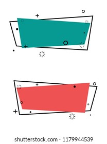 Creative vector illustration of promotion ribbon banner isolated on transparent background. Art design flat linear badge. Set of trendy flat geometric vector bubbles.