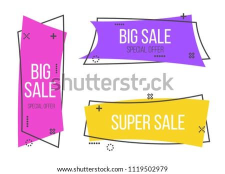 Creative vector illustration of promotion ribbon banner isolated on transparent background. Art design flat linear badge. Abstract concept scroll, price tag, sticker, sale poster graphic element