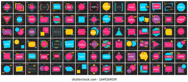 Creative vector illustration of quote speech, banner bubble, background. Art design speech box banner, quotes form template. Abstract concept graphic sticker, badge, poster, shapes background element