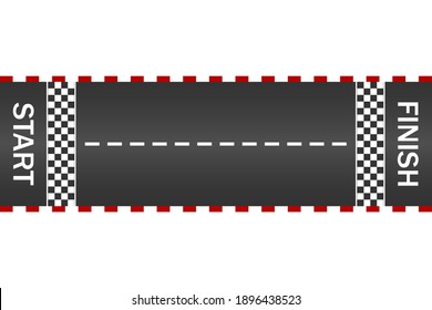 Ilustración vectorial creativa de acabado de raza, vista superior. Diseño artístico. Comenzar competición de karting deportivo. Grunge texturado en el camino del asfalto. Resumen del elemento gráfico de concepto.
