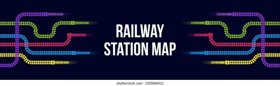 Creative vector illustration of railway station map, metro road infographic, train railroad route rail track, isolated on transparent background. Art design template. Abstract concept graphic element