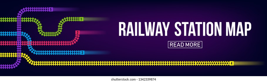 Creative Vector Illustration Of Railway Station Map, Metro Road Infographic, Train Railroad Route Rail Track, Isolated On Transparent Background. Art Design Template. Abstract Concept Graphic Element