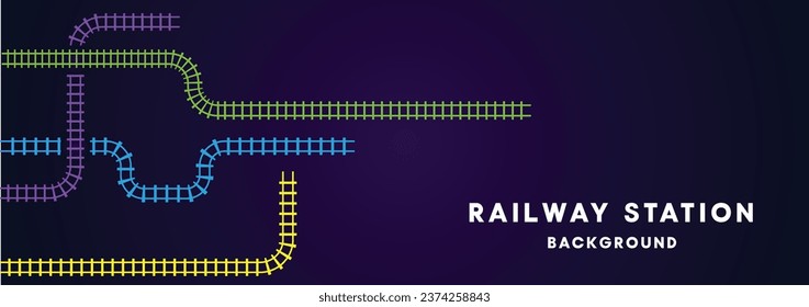 Ilustración vectorial creativa del mapa de la estación de ferrocarril, infografía de la vía de metro, vía ferroviaria de ferrocarril, aislada sobre fondo transparente. Plantilla de diseño artístico. Elemento gráfico de concepto abstracto