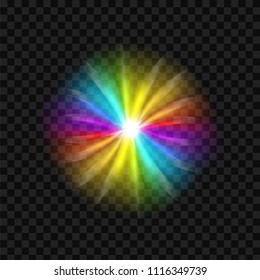 Creative vector illustration of rainbow glare spectrum isolated on transparent background. Art design gay pride colors. Abstract concept graphic element