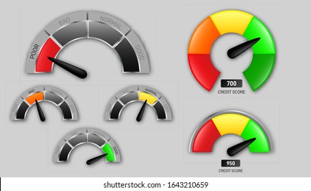 Creative vector illustration of rating customer satisfaction meter. Different art design from red to green. 