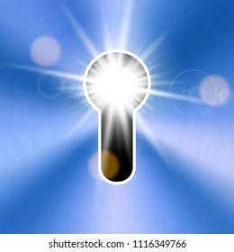 Creative vector illustration of realistic bright glossy metal keyhole isolated on transparent background. Art design silhouette for key. Abstract concept graphic element