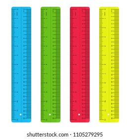 Creative vector illustration of realistic colorful rulers isolated on background. Art design measuring tool supplies. Abstract concept graphic element