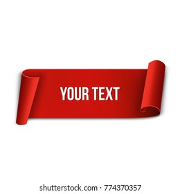 Creative vector illustration of realistic curved paper ribbon isolated on transparent background. Art design banner blank template. Abstract concept graphic sale, merry christmas, label, tag element.
