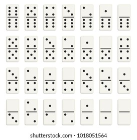 Creative vector illustration of realistic domino full set isolated on transparent background. Dominoes bones art design. Abstract concept 28 pieces for game graphic element