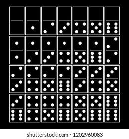 Creative vector illustration of realistic domino full set isolated on transparent background. Dominoes bones art design. Abstract concept 28 pieces for game graphic element