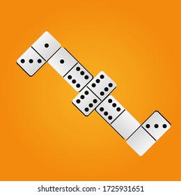 Creative vector illustration of realistic dominoes with on an orange background. Domino bone art design. Abstract concept . Vector illusration EPS 10