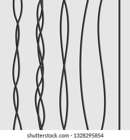 Creative vector illustration of realistic electrical wires flexible network, connection industrial power energy cables isolated on transparent background. Art design. Abstract concept graphic element