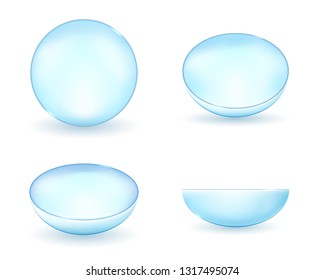 Creative vector illustration of realistic glass eye contacts lenses collection isolated on transparent background. Art design medical for correct vision template. Abstract concept graphic element