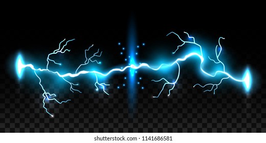 Creative vector illustration of realistic lightnings set isolated on transparent background. Art design thunder bolt, storm, sparkle magic effect. Abstract concept graphic electric energy element.