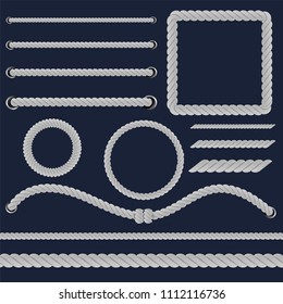 Creative vector illustration of realistic nautical twisted rope knots, loops for decoration and covering isolated on transparent background. Retro vintage art design. Abstract concept graphic element