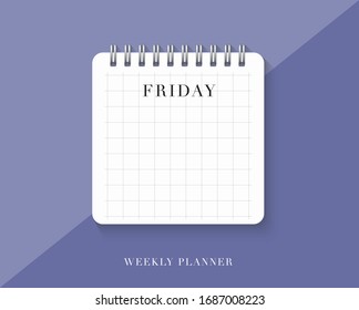 Creative vector illustration of realistic note pad lined paper page.