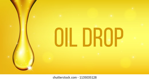 Creative vector illustration of realistic olive fuel golden liquid, yellow oil drop, sparkling collagen, honey isolated on transparent background. Art design. Abstract concept graphic element