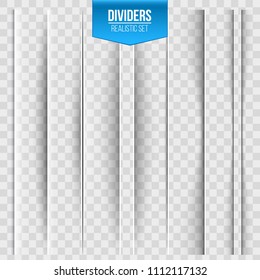 Creative vector illustration of realistic paper shadow dividers isolated on transparent background. Art design effect set. Abstract concept graphic element
