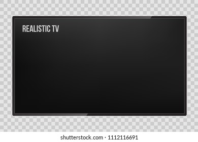 Creative vector illustration of realistic TV screen, lcd panel, isolated on transparent background. Computer monitor display. Design television blank mockup template. Abstract concept graphic element.