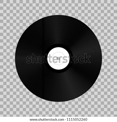 Creative vector illustration of realistic vinyl record disk in paper case box isolated on background. Front view. Art design blank LP music cover mockup template. Concept graphic disco party element