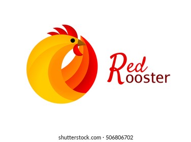 Creative vector illustration of Red Rooster. Logo design template. Logotype concept icon. Red Rooster or Cock is symbol of 2017.