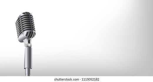 Creative vector illustration of retro vintage concert microphones on stand isolated on transparent background. Art design. Abstract concept graphic music element