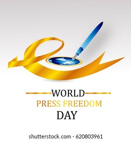 Creative Vector illustration of a ribbon for World Press Freedom Day in white background.