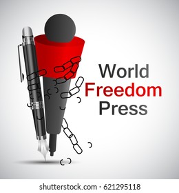 Creative Vector illustration of a ribbon for World Press Freedom Day in black background.