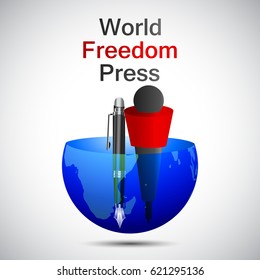 Creative Vector illustration of a ribbon for World Press Freedom Day in black background.