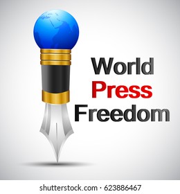 Creative Vector illustration of a ribbon for World Press Freedom Day in black background.