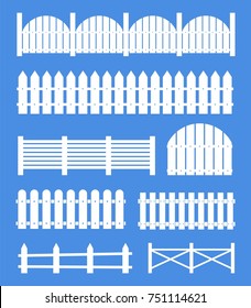 Creative vector illustration of rural wooden fences, pickets isolated on background. Art design. Garden silhouettes wall. Abstract concept graphic element.