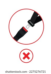 Creative vector illustration of safety seat belt, open and closed seatbelt isolated on transparent background. Art design road strap. Abstract concept car, airplane driver protection graphic element