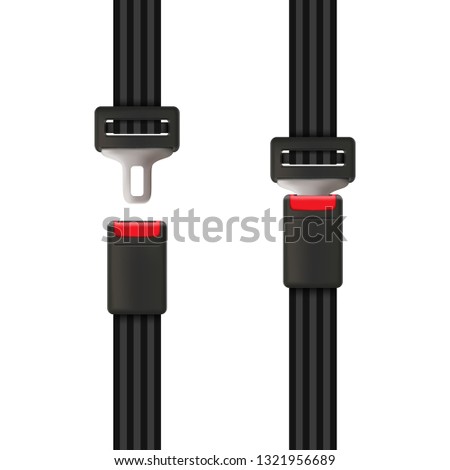 Creative vector illustration of safety seat belt, open and closed seatbelt isolated on transparent background. Art design road strap. Abstract concept car, airplane driver protection graphic element