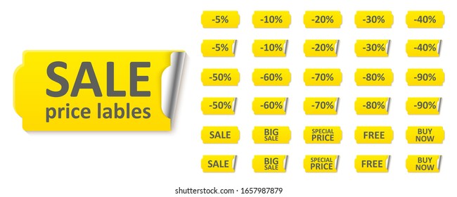 Creative vector illustration of sale badges, price sticker, discount tag set isolated on background. Art design sale special offers template. Concept discount offer price tag, big friday lables.