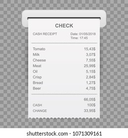 Ilustración vectorial creativa de la recepción impresa de ventas. Control de atm de proyecto de arte. Concepto abstracto de elemento financiero gráfico. Lista de documentos de maquetas de fondo aislada