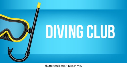 Creative vector illustration of scuba diving, swimming mask with snorkel, goggles, flippers isolated on transparent background. Art design realistic snorkeling diver equipment for summer holidays
