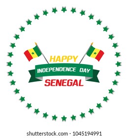 Creative vector illustration for Senegal Independence Day wishes. Senegal Flag and Decorative elements. Can be used for banners, backgrounds, greetings, badge, symbol, flag, poster and print design. 