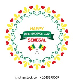 Creative vector illustration for Senegal Independence Day wishes. Senegal Flag and Decorative elements. Can be used for banners, backgrounds, greetings, badge, symbol, flag, poster and print design. 