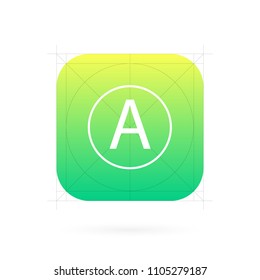 Creative vector illustration set of app icon template with guidelines, grids isolated on background. Art design interfaces and applications. Abstract concept graphic element for web and mobile button