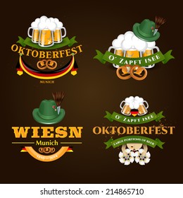 creative vector illustration set of labels, badges and design elements on the Oktoberfest beer festival