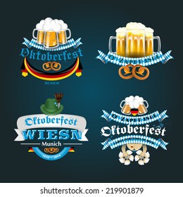 creative vector illustration set of labels, badges and design elements on the Oktoberfest beer festival