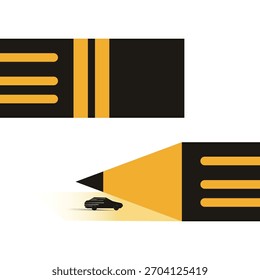 Creative vector illustration showing a car driving into a pencil tip, blending themes of creativity, innovation, and speed