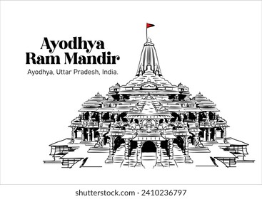 Creative vector illustration for shri ram mandir which held in ayodhya uttar pradesh, india.