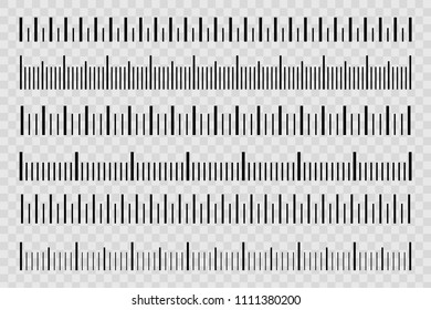 Creative vector illustration of size indicators set isolated on background. Different unit distances. Art design horizontal measure scale distances. Abstract concept graphic element