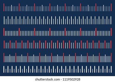 Creative vector illustration of size indicators set isolated on background. Different unit distances. Art design horizontal measure scale distances. Abstract concept graphic element