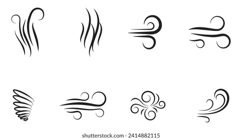 Creative vector illustration of smell symbols, nose, air, vapor smoke isolated on background.