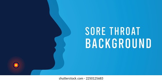 Creative vector illustration of sore throat, silhouette ache locations concept background. Art design sore throat irritation silhouette template. Abstract graphic anatomy element - flu, cold, stuck